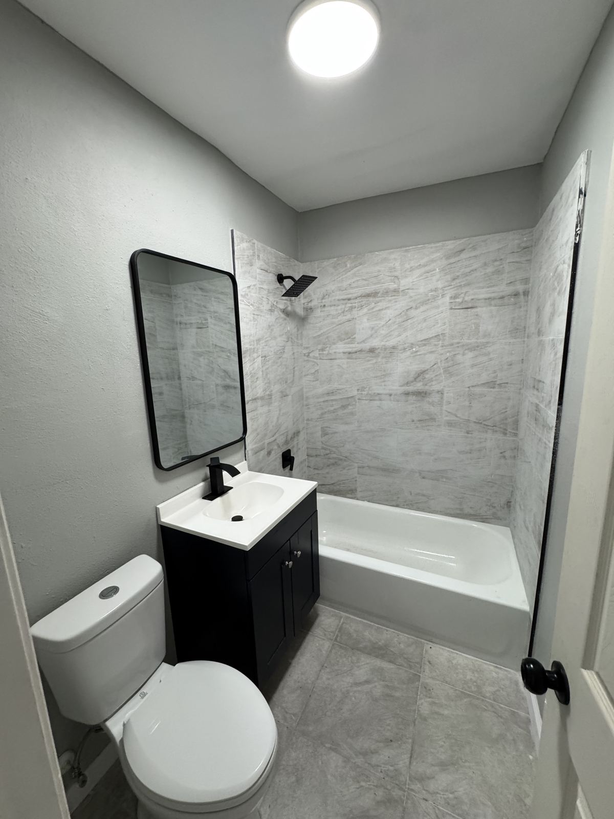 Remodeled apartment bathroom